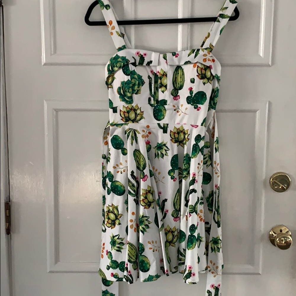 Vintage style white and cactus dress